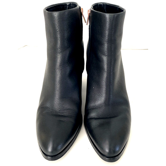 Alexander Wang Gabi Leather Ankle Boot Black Cutout Block Heel Rose Gold 41 11 - Picture 7 of 16